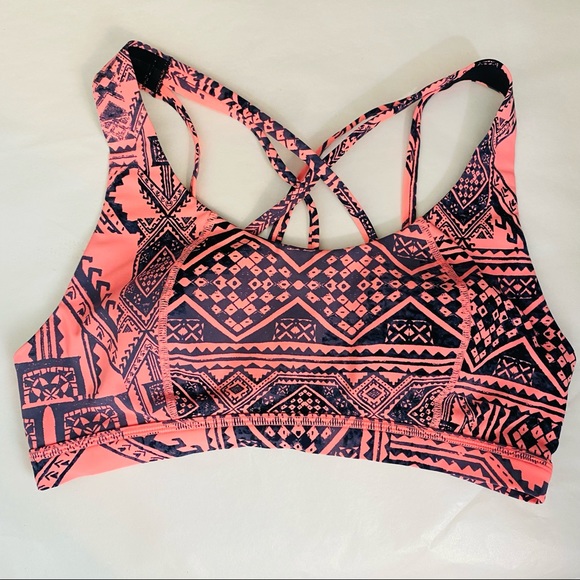 SWEATY BETTY Pink Grey Sports Bra Crisscross Small - Picture 1 of 7
